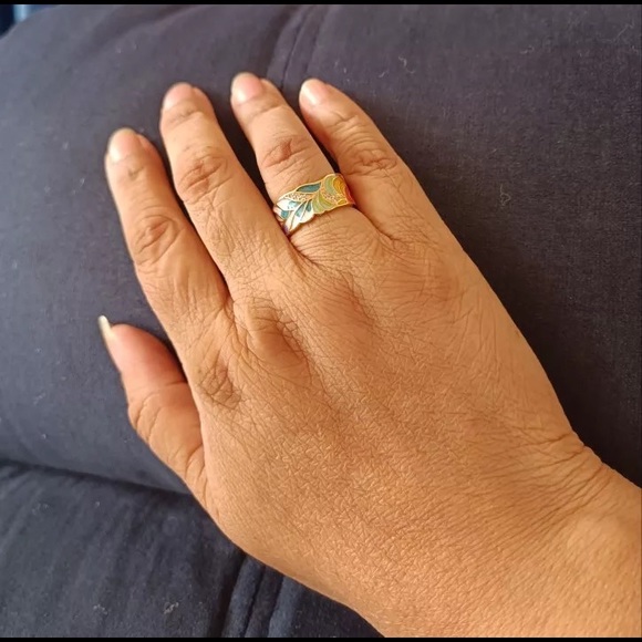 Anthro Silver Gold Enamel Ornament Boho Floral Wide Earrings Jewelry Dopamine - Picture 17 of 17